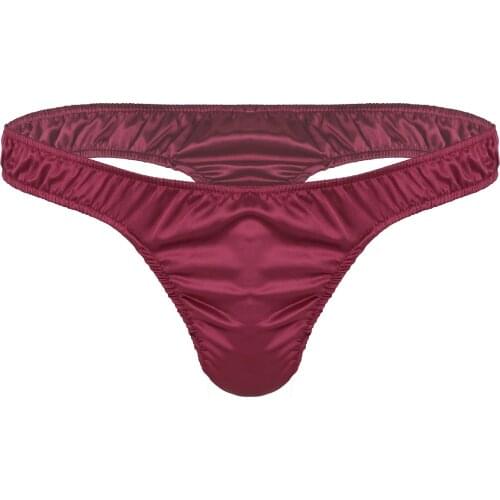 Mens Sexy Low Rise Lingerie Soft Shiny Ruffled Bikini Elastic Waistband Thong Breathable Adult Fashion Underwear Exotic Panties