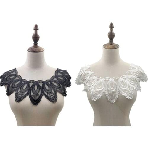 N7MF Detachable Doll Fake Collar Polyester Hollow Embroidery Necklace Shawl