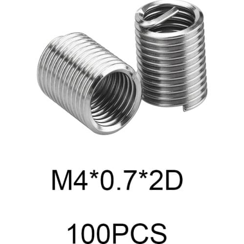 100pcs Thread Repair Kit M4*0.7*2D Threaded Insert Set 304 Stainless Steel For Hardware Repair Tools rosca helicoil restoration