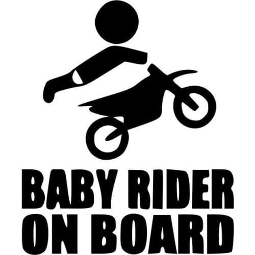 12.8CM*15.2CM Baby Dirtbike Sticker Dirt Bike Motocross Stunts Motorcycle Paddles Car Stickers And Decals Black/Sliver C8-1356