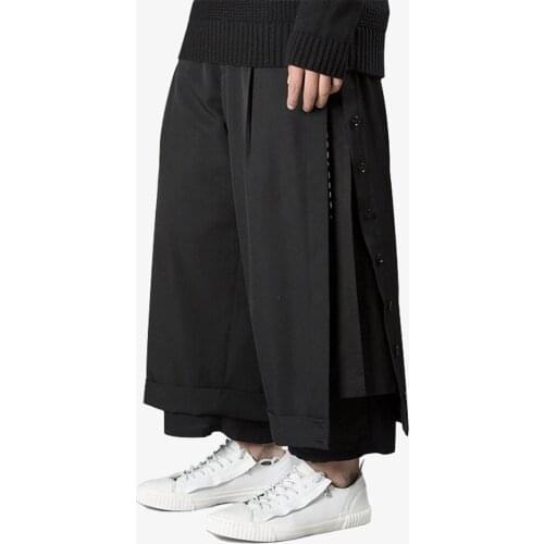 27-44 New 2018 Mens clohting Hair Stylist fashion Three layer deconstruction irregularities Wide Leg Pants plus size costumes