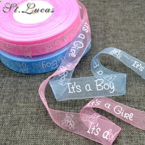 New arrived 5yd/lot 1'' (25mm) printed boy girl carton organza ribbon lace webbing DIY hairbow gift package crafts accessories