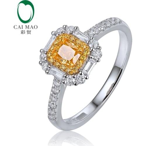 CaiMao 14KT/585 white Gold 0.81ct Natural Diamond Engagement Gemstone Wedding Band Ring Jewelry