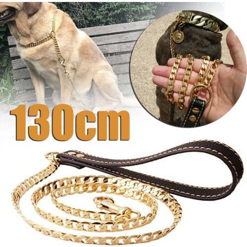 Stainless Steel Dog Collar 130cm Pet Chain Lead Leash Walking Training Tool for Medium Large Dogs
