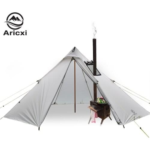 3-4 Person Ultralight Outdoor Camping Teepee 20D Silnylon Pyramid Tent Large Rodless Tent Backpacking Hiking Tents