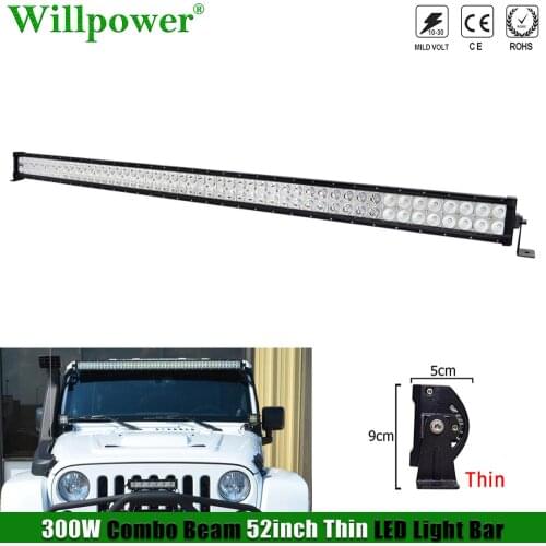 Off Road Car Roof 52" Thin LED Light Bar For Jeep JK Chevy SUV 4x4 Truck 4WD UTV Pickup LED Bar Fog Lightbar Driving Lamp