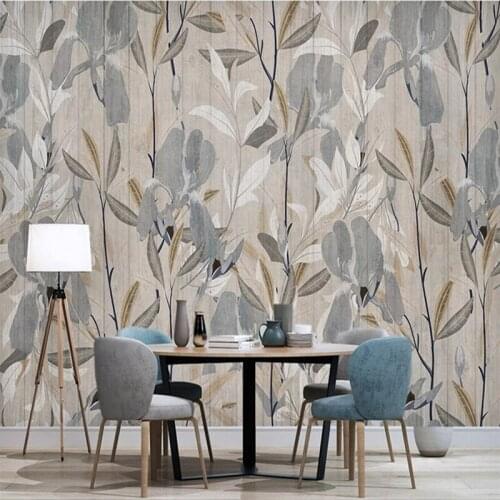 Custom 3D Murals Retro Plain Leaves Flowers Painting Embossed Wallpaper for Bedroom Living Room Sofa Background Wall Covering