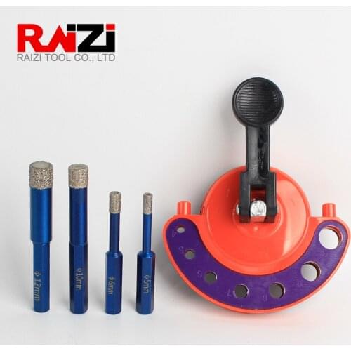 Raizi 4pcs Vacuum Brazed Diamond Drill Bit With 1pc Positioner Sucker 5mm 6mm 10mm 12mm Hole Saw Cutter For Marble Tile Granite