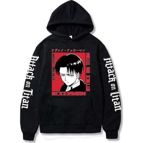 Hoodies Men Kawaii Japanese Anime Hoodies Harajuku Attack on Titan Anime Streetwear Sweatshirts Male