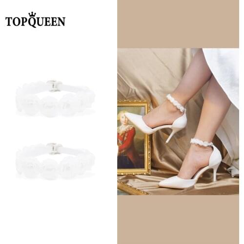 TOPQUEEN-AS09 Lace Flower High Heels Decoration Belt Band Holding Loose High Heels Pumps Sandal decoration