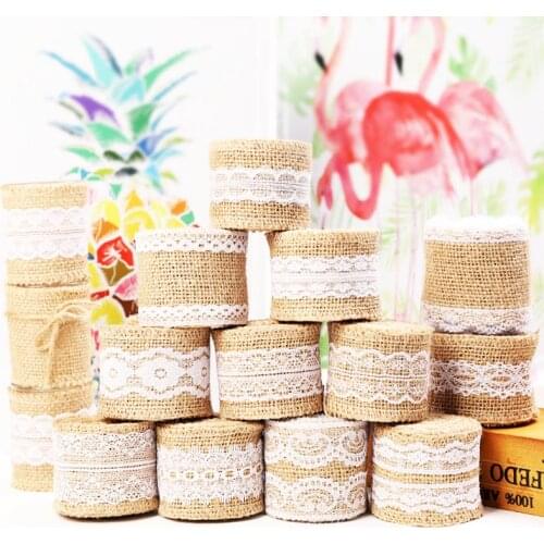 50mm Width Linen Roll Fringed Lace Ribbon Party Decorations Supplies for Clothing Hat Bag Home Decor Christmas Wedding