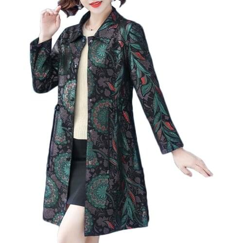 Trench Coat For Women 2121 New Spring Autumn Elegant Windbreaker With Lining Middle-aged Wother Outerwear Plus Size 4XL W2313