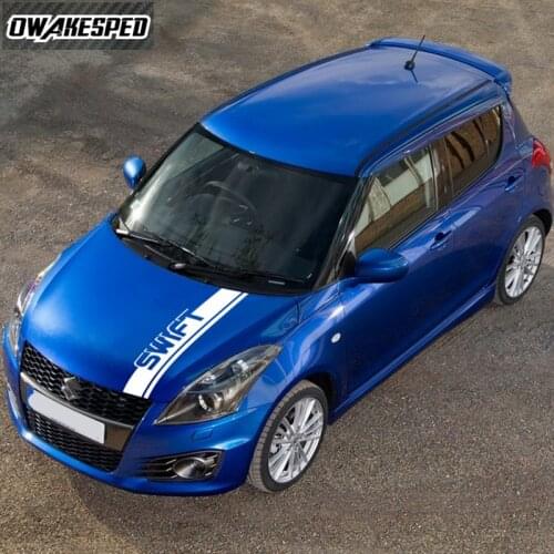 For-Suzuki Swift Auto Bonnet Engine Cover Decor Stickers Racing Sport Stripes Styling City Car Hood Vinyl Decal
