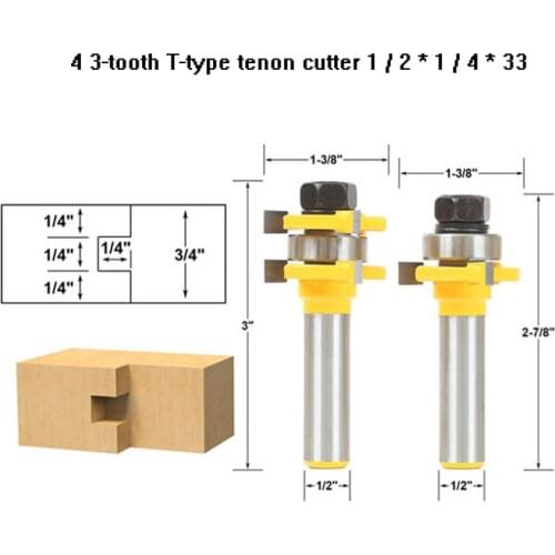 High grade 3-tooth T-type tenon and tenon cutter