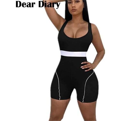 Womens Sexy Clubwear Short Rompers Casual Sleeveless Sheath Jumpsuits Playsuits Tight Elastic Fitness Clothing Sportswear
