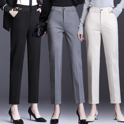 Woman Straight Pants Autumn Winter High Waist Plus Size Slim Office Lady Full Length Trousers Female Ankle Trousers