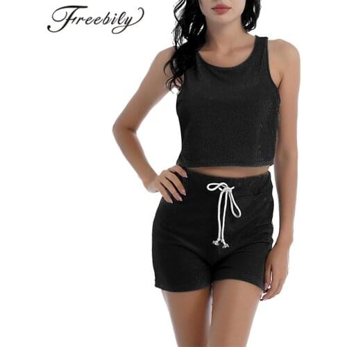 2Pcs Sport Suits Women Summer Gym Yoga Set Fitness Outfit Sportswear Racer Back Vest Tank Top High Waist Shorts Casual Home Wear