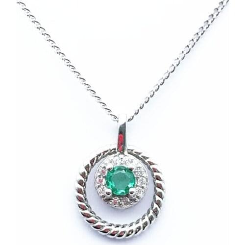 Emerald Pendant 925 Sterling Silver Vintage Pendant Necklace For Women Gift Fine Jewelry