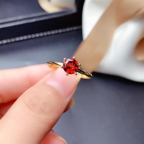 SHILOVEM 925 silver natural red garnet rings open trendy party wholesale Fine women Birthday gift 6*6 mj0606883ags