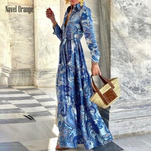 Women Patchwork Deep V-Neck Full Sleeve Long Party Dress Summer Printing Sashes Ladies Dress Fashion Elegant Streetwear Vestidos