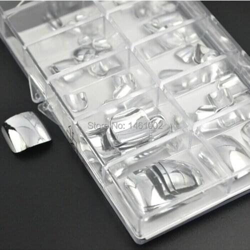 108pcs/set Metallic Toe nail Tips Acrylic Nail Art Tips Professional Fake False Feet Nail Tips DIY Shining Nails Silver Color