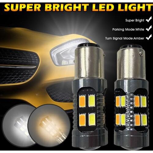 2PCS PY21/5W 1157 Car LED Bulb 12V Turn Signal DRL Parking Light 20LED White/Amber Super Bright Car Lamp Accessories Support CSV
