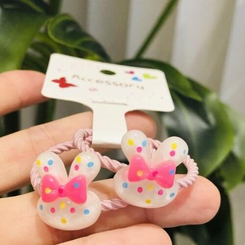 2Pcs Animals Rabbit Girls Elastic Hair Bands Ponytail Holder Hair Ties Headband Scrunchie Hair Accessories for Children