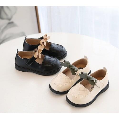 2021 Kids Girls Leather Shoes Spring New Design Baby Girl Princess Shoes Student Flat Sneakers Comfortable SMG165