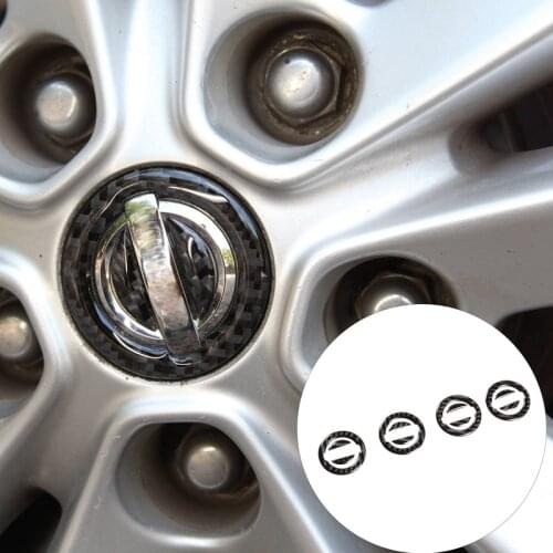 4Pcs Car Carbon Fiber ABS Wheel Center Hub Cap Cover Protection Rim Cap for Nissan X-Trail 2014-2018 Decoration Stickers