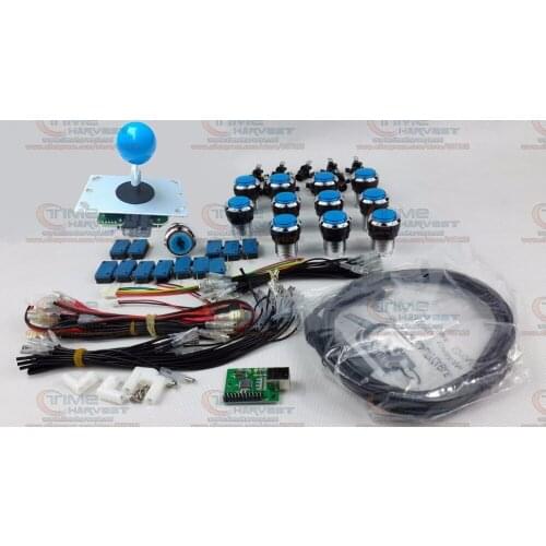 Arcade parts Bundles kit With 5 pins 8 way Joystick Chrome button 1 player PC PS3 USB Encoder Adapter To Build Up Arcade Machine