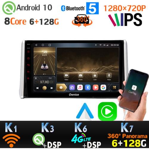 360 Camera Android 10.0 6G+128G SPDIF DSP CarPlay Car Multimedia Player GPS Navigation Radio For Toyota RAV4 2018 2019 2020 IPS
