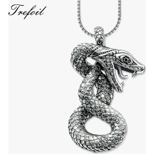Link Chain Big Necklace Python Snake,Fashion Collane 925 Sterling Silver Jewelry European Punk Gift For Men Women Boy Girls 2018