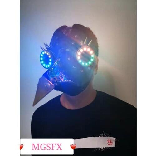 Steampunk Plague beak LED Mask Light up Glasses Luminous LED goggles Cosplay Disco stage performance nightclub show party