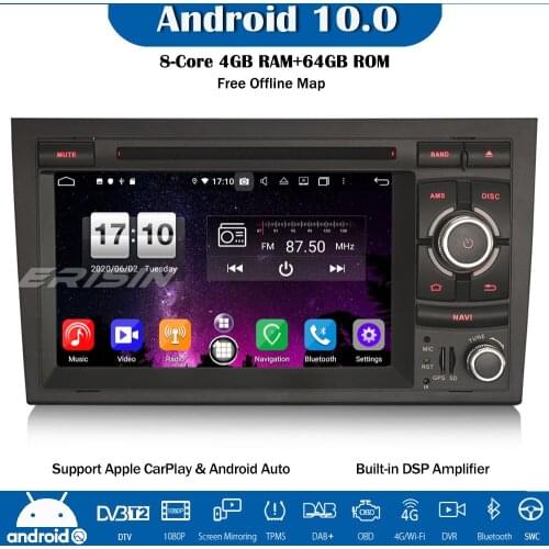 Erisin 8738 8-Core DSP Android 10.0 Car Stereo Autoradio for Audi A4 B7 S4 RS4 RNS-E Seat Exeo Wifi CarPlay DVD OBD2 4G DAB+USB