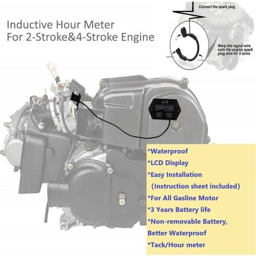 Tach Hour Meter LCD Digital Tachometer For 2/4-Stroke Motorcycle ATV Generator