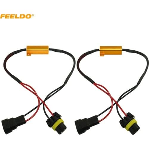 FEELDO 2Pcs HB4/9006 Headlight Load Resistor Fog Lamps Decoder LED Connection Resistance Line LED Fog Lights Resistor #AM5336