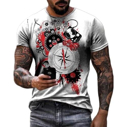 Mens Summer 3D Printed Compass T-Shirt Hip-Hop Style Large Size T-Shirt Cross Style O-Neck Short Sleeve Men Clothing XXS-6XL
