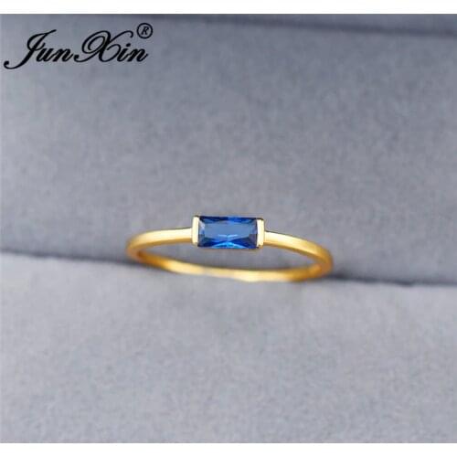 Minimalist Thin Ring With Stone White Gold Yellow Gold Small Rectangle Zircon Simple Wedding Rings For Women Stacking Ring Cz