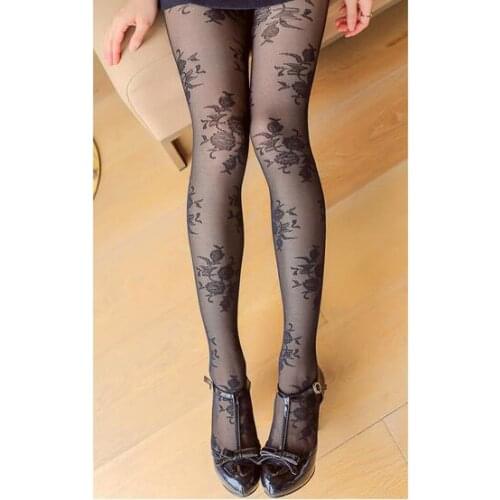 50pairs/lot fedex fast european style woman sexy rose tights summer lace print thin pantyhose free size