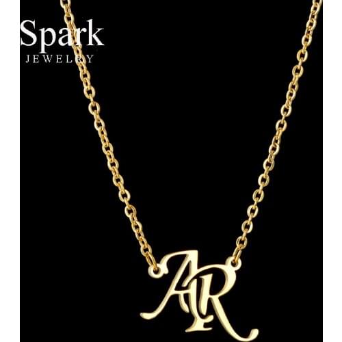 Spark Personalized Initial Letter Necklaces Stainless Steel Custom Name Necklace Bracelet Set For Women Birthday Jewelry Gift