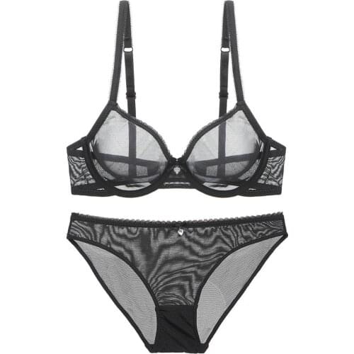 Honviey women intimates adjustable shoulder strap lenceria thin thick embroidery bra set with steel ring lingerie plus size