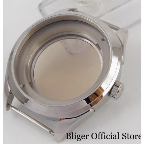 Silver Color Mechanical 42mm Watch Case for Japan NH35 NH35A Movement Sapphire Crystal Seeing Backcover