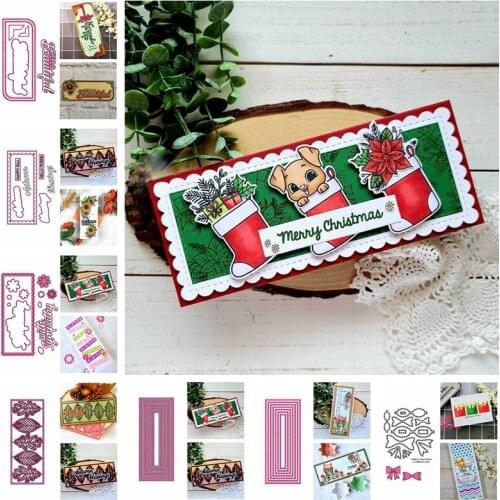 Metal Cutting Dies Slimline Fillet Scallop Rectangle Frame Warm Words Leaves Petal Bow-knot Stitched 2020 Embossing Die Cut