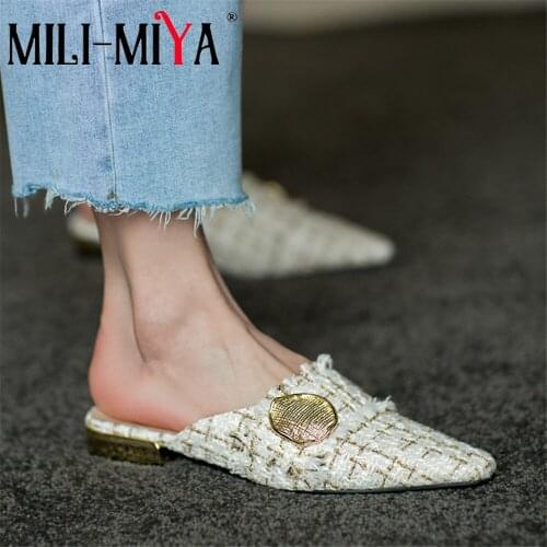 MILI-MIYA Fashion Women Slippers Outdoor Hemp Pointed Toe Slippers Flats Summer Sandals Party Casual Shoe Woman Comfortable Mule