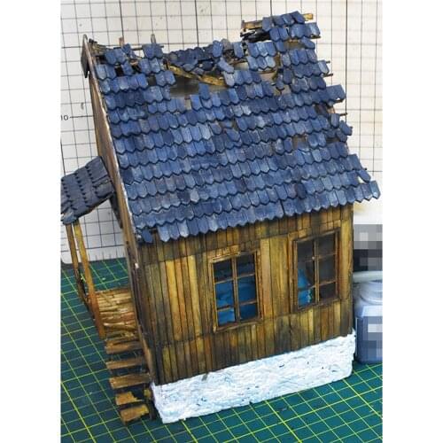 Scenario Military Building Model DIY Scenario Suite 1/35 Destroyed European Wooden House No.1 Simulation Scenario Model Building