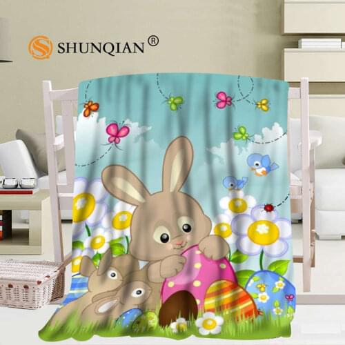 Custom Art Cartoon Rabbit Blanket Soft DIY Picture Decoration Bedroom Size 56x80Inch,50X60Inch,40X50Inch A7.10