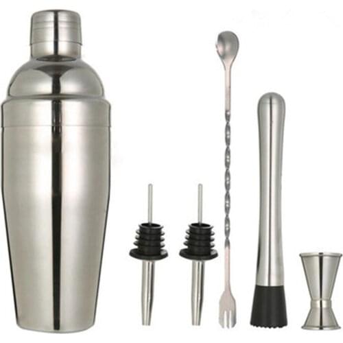 Cocktail Shaker Set 6 Piece Professional Brushed Stainless Steel Drink Shaker Bartender Kit with Liquor Pourers
