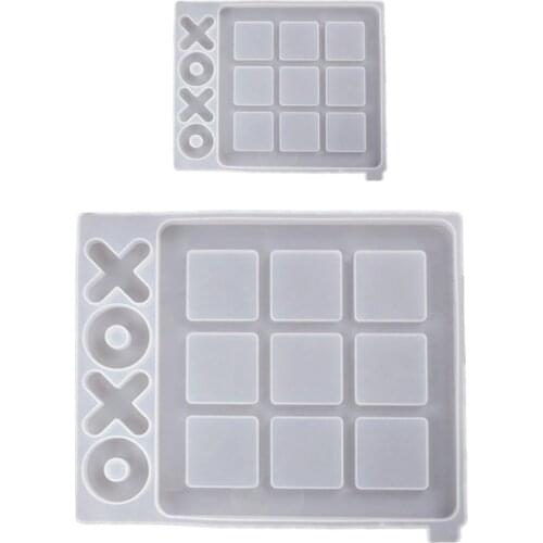 Tic Tac Toe Game Board and X O Silicone Molds Set Epoxy Resin DIY Art Craft Mold for Christmas NightA Art Crafts Tools