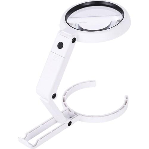 Magnifying Glass Dual Use Table Lamp Bright Stand Non Slip Hand Held 8 LED Magnifier Lamp for Reading Crafting Repairing