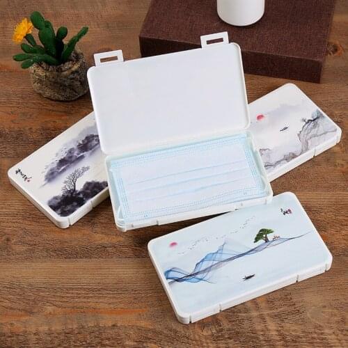 New Chinese style Mask box Printed pp Mask storage box Save mask Case Student mask container Home makeup organizer jewelry case